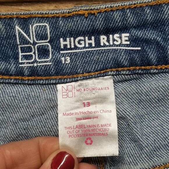 NOBO No Boundries Womans Jrs Size 13 High Rise Blue Ankle Jeans Distressed - Picture 5 of 10